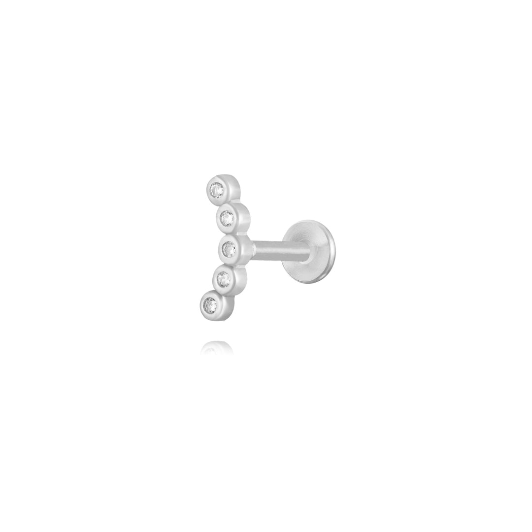Stříbrný piercing s bílými zirkony