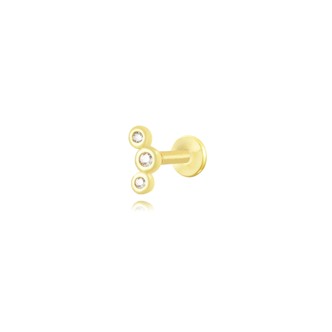 Piercing 3 Zircon -- Gold Plated and Rhodium silver