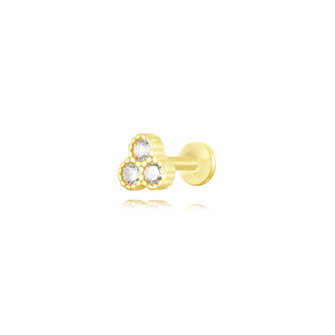 Piercing Zircon - Flower 5mm - Gold Plated and Rhodium silver
