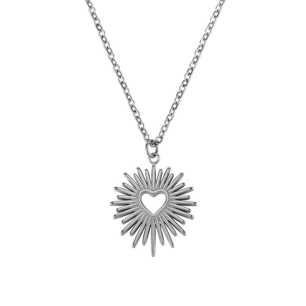 Steel Necklace - Heart  -  Steel Color