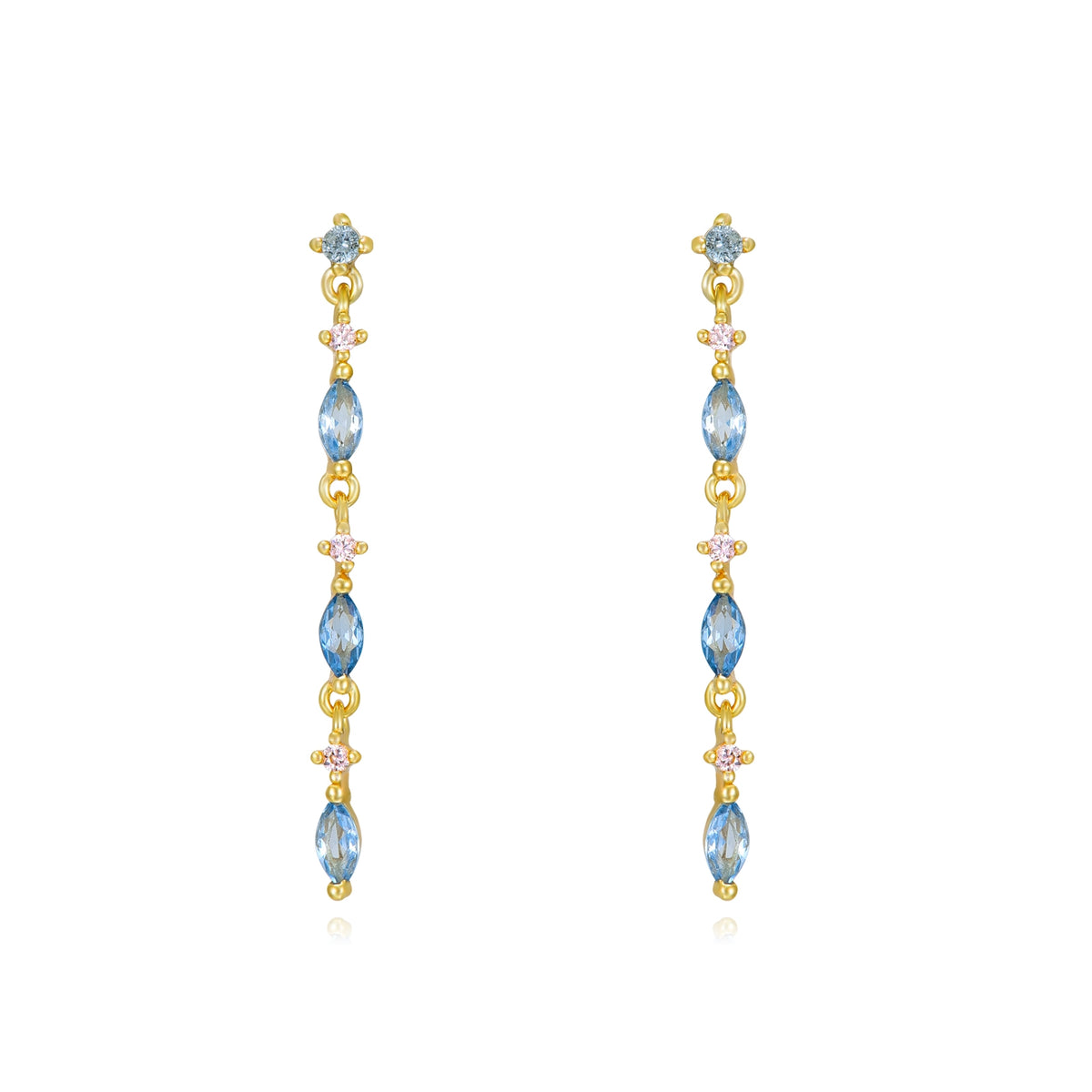 Zirconia Long Earring - Gold Plated