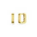 Square earrings with stripes - 14 mm - Gold plated and Rhodium Silver