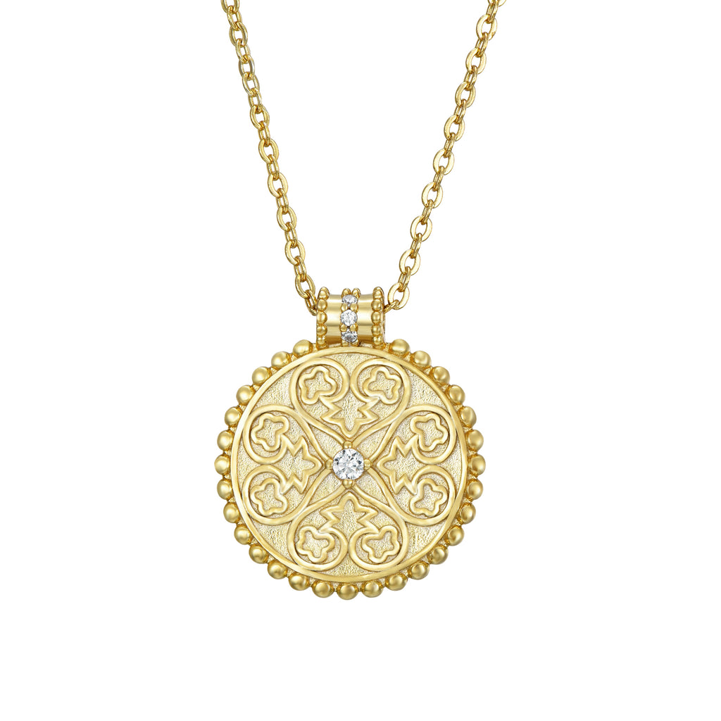Zlatý náhrdelník s přívěskem Mandala