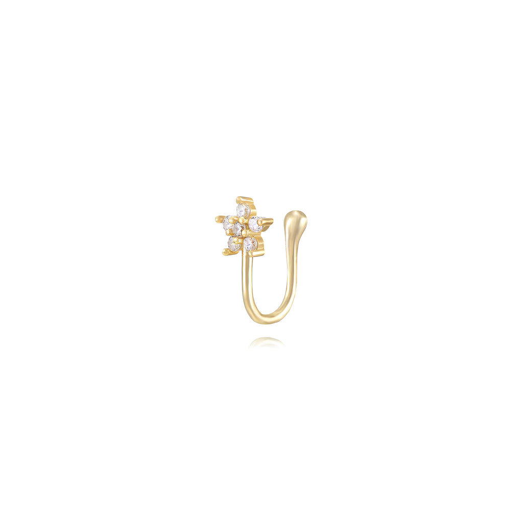 Earcuff Zirconia - Flower - Gold Plated and Rhodium Silver