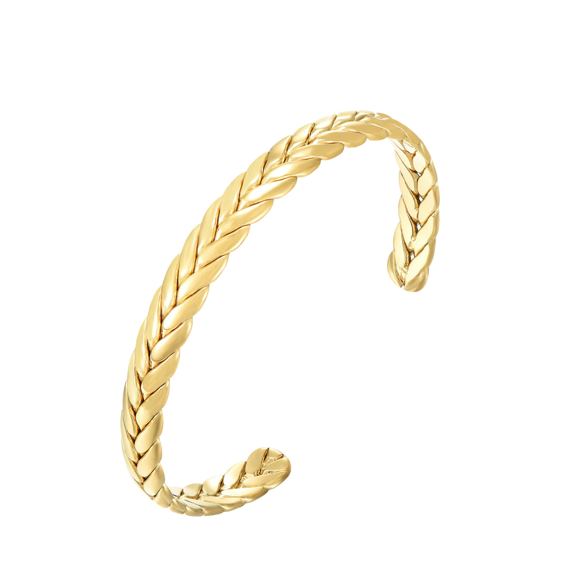 Bangle Bracelet - Braided 7mm - Gold Plated