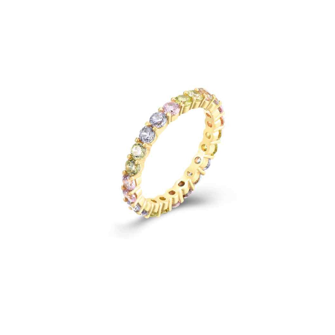 Zirconia Ring - Multi 2.5 mm - Gold Plated