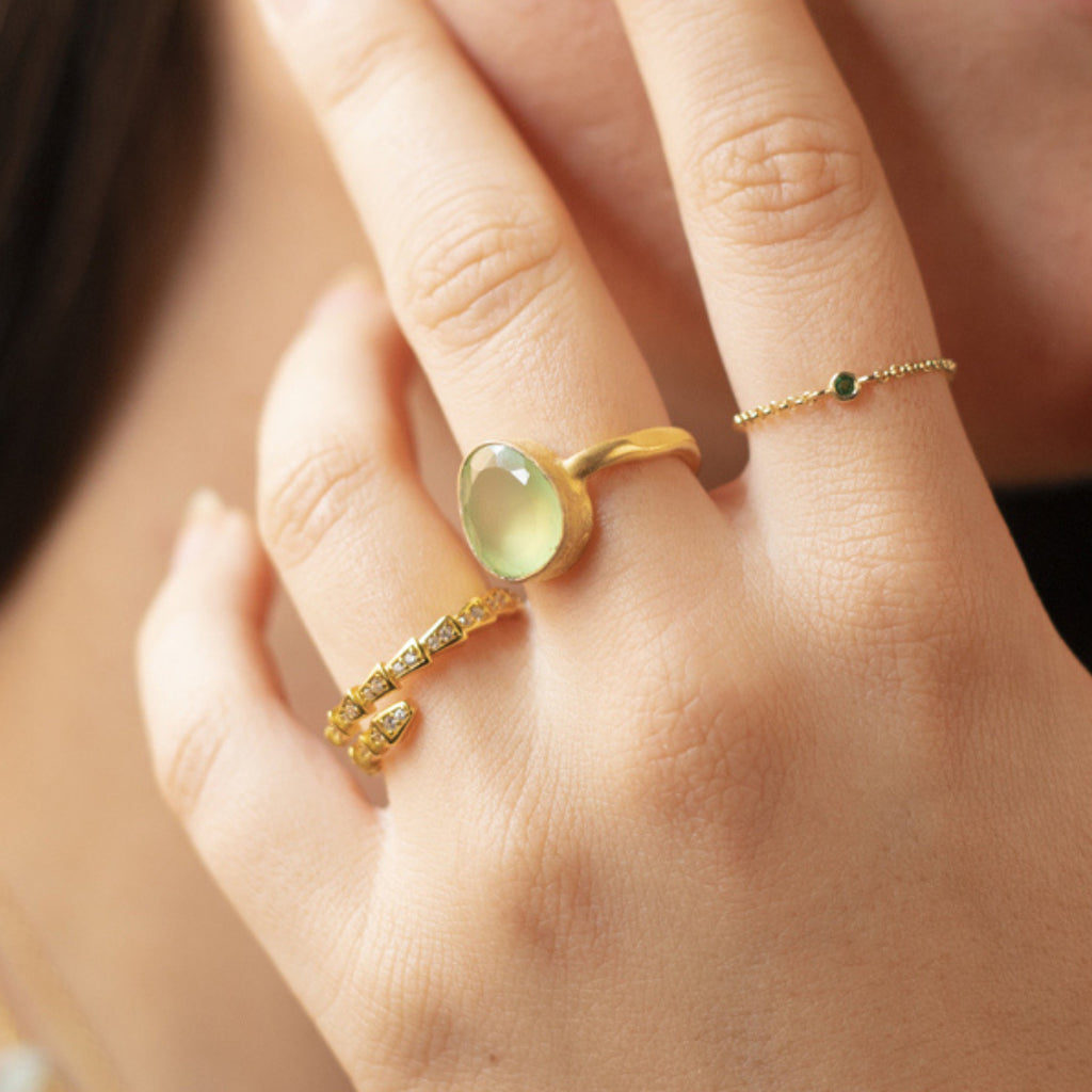 Zirconia Ring - Zircon - Silver Gold Plated