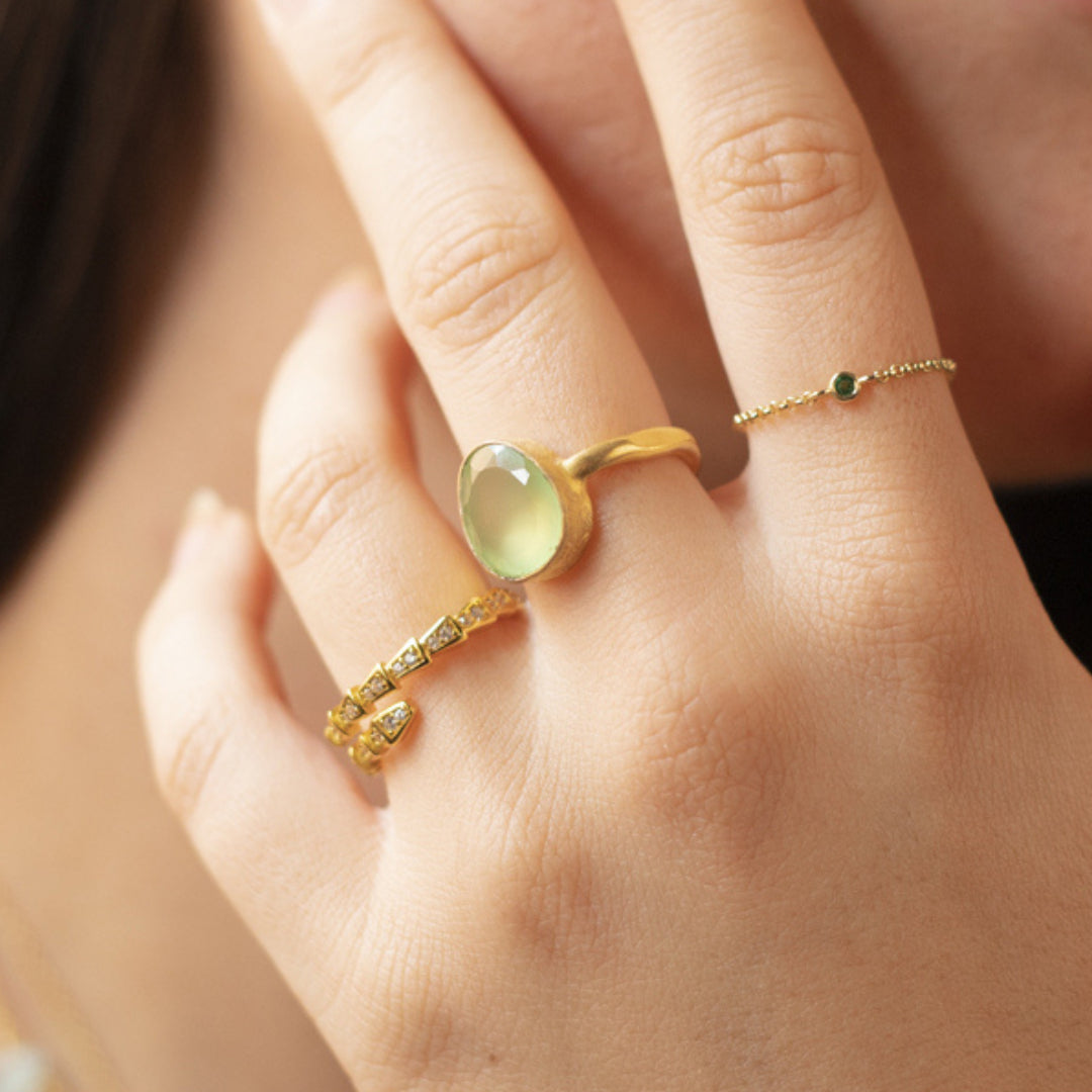 Zirconia Ring - Zircon - Silver Gold Plated