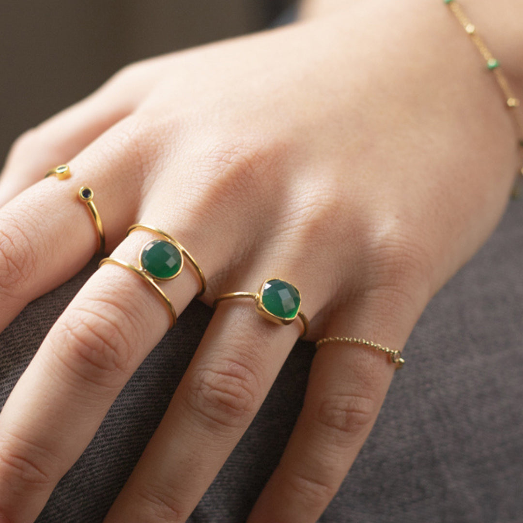 Zirconia Ring - Zircon - Silver Gold Plated