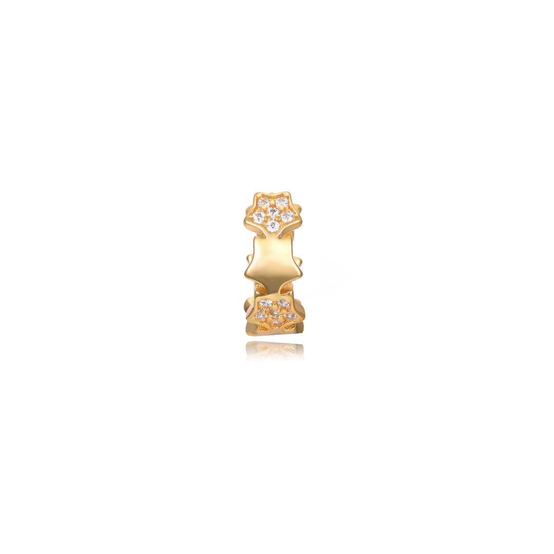 Zirconia Earrings - Star Earcuff  - Gold Plated and Rhodium Silver