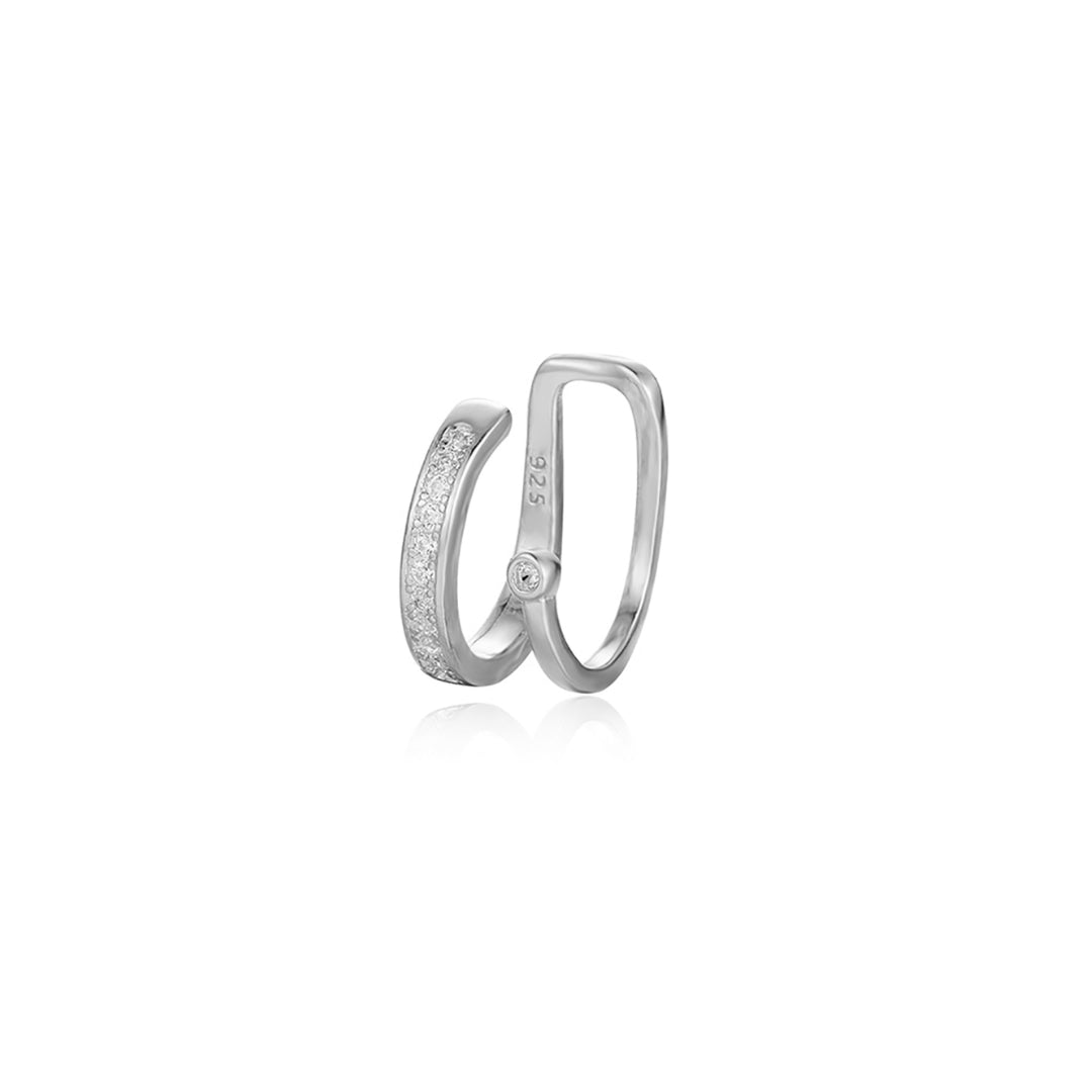 Stříbrný ear cuff double