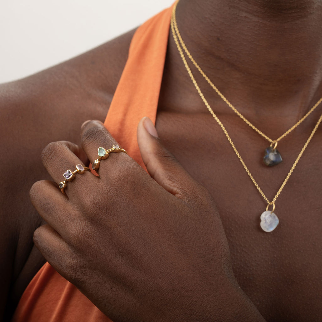 Mineral Ring - 3 Minerals - Gold Plated