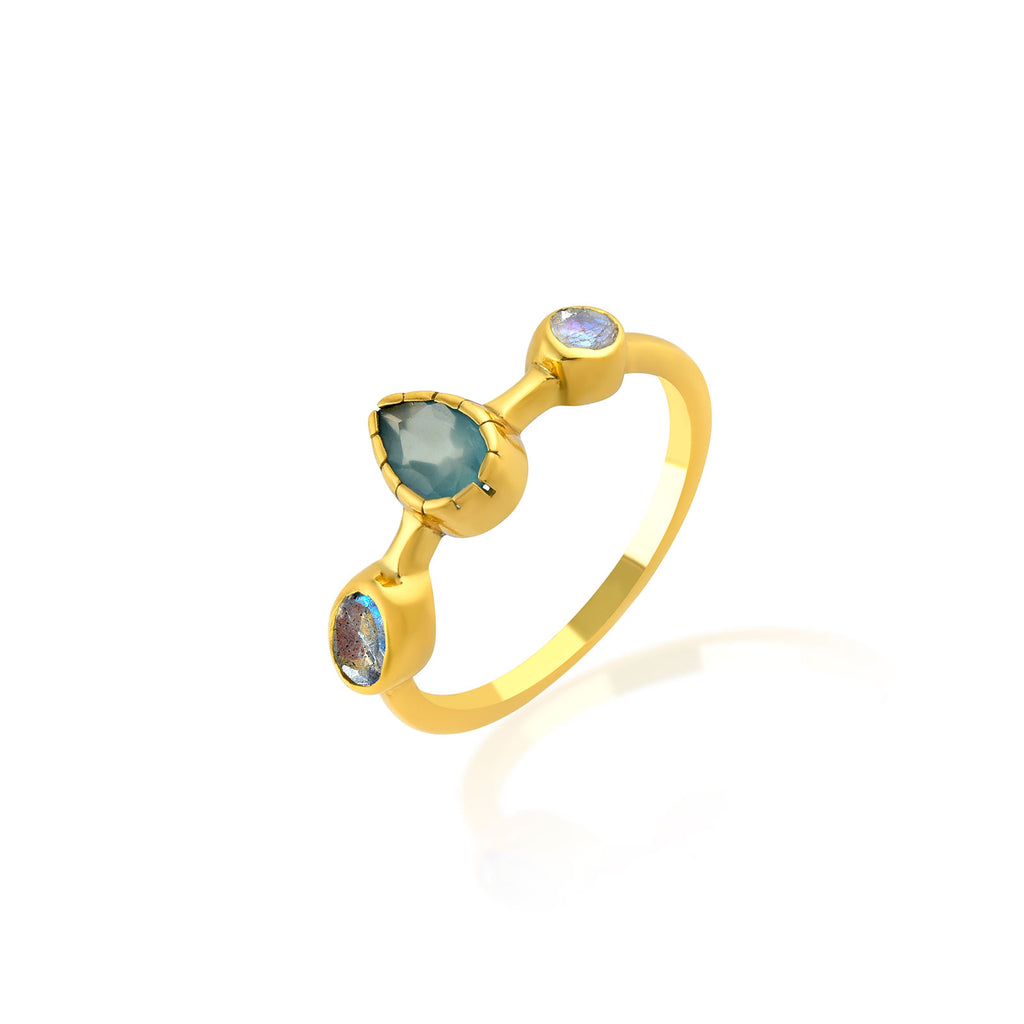Trilogy Mineral Ring - 3 Minerals - Gold Plated