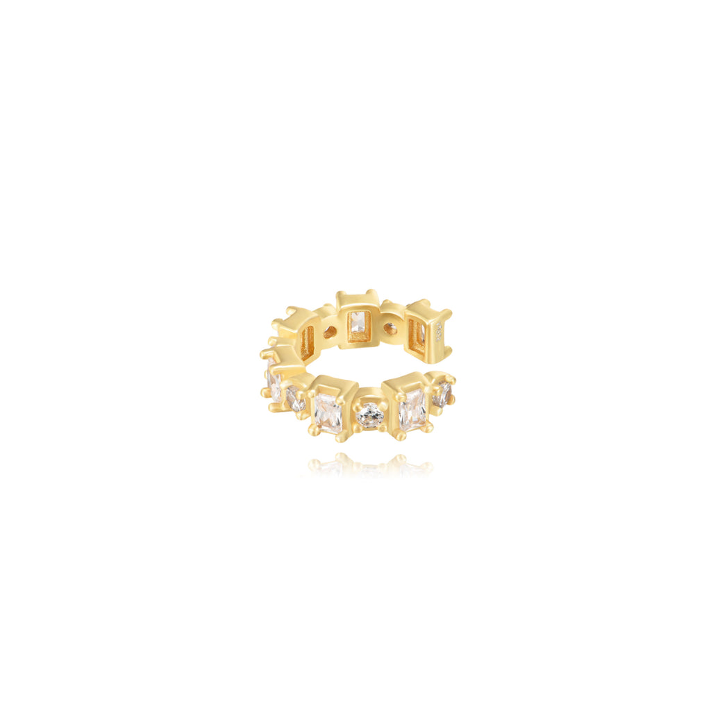 Pozlacený ear cuff s bílými zirkony