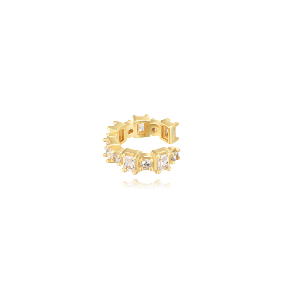 Pozlacený ear cuff s bílými zirkony