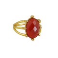 Baroque Style Gold plated Ring - Red onyx