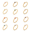 Steel Zircon Ring - Birthstone - Gold colour