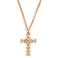 Necklace with Zirconia - Cross 28*19mm - Gold Color