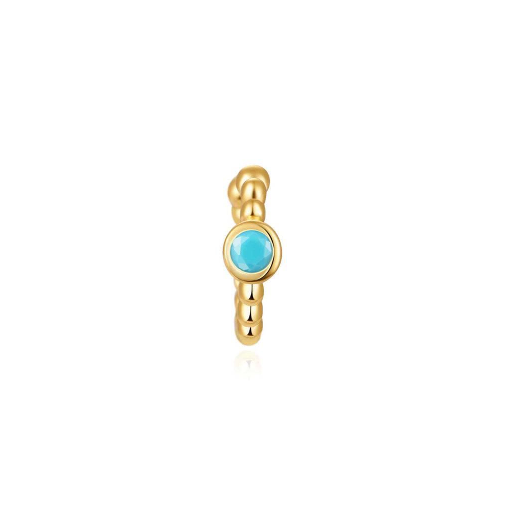 Pozlacený ear cuff s tyrkysem