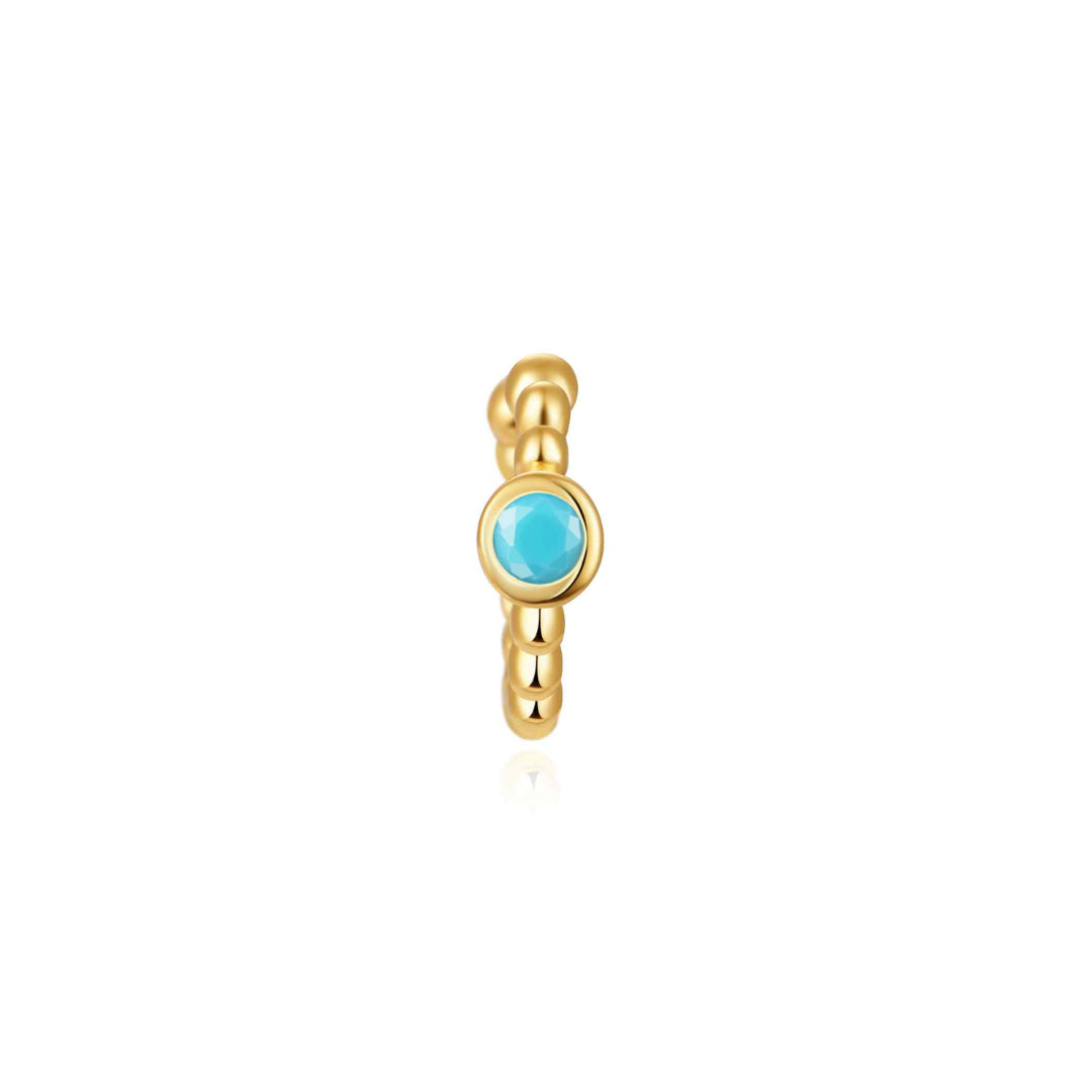 Pozlacený ear cuff s tyrkysem
