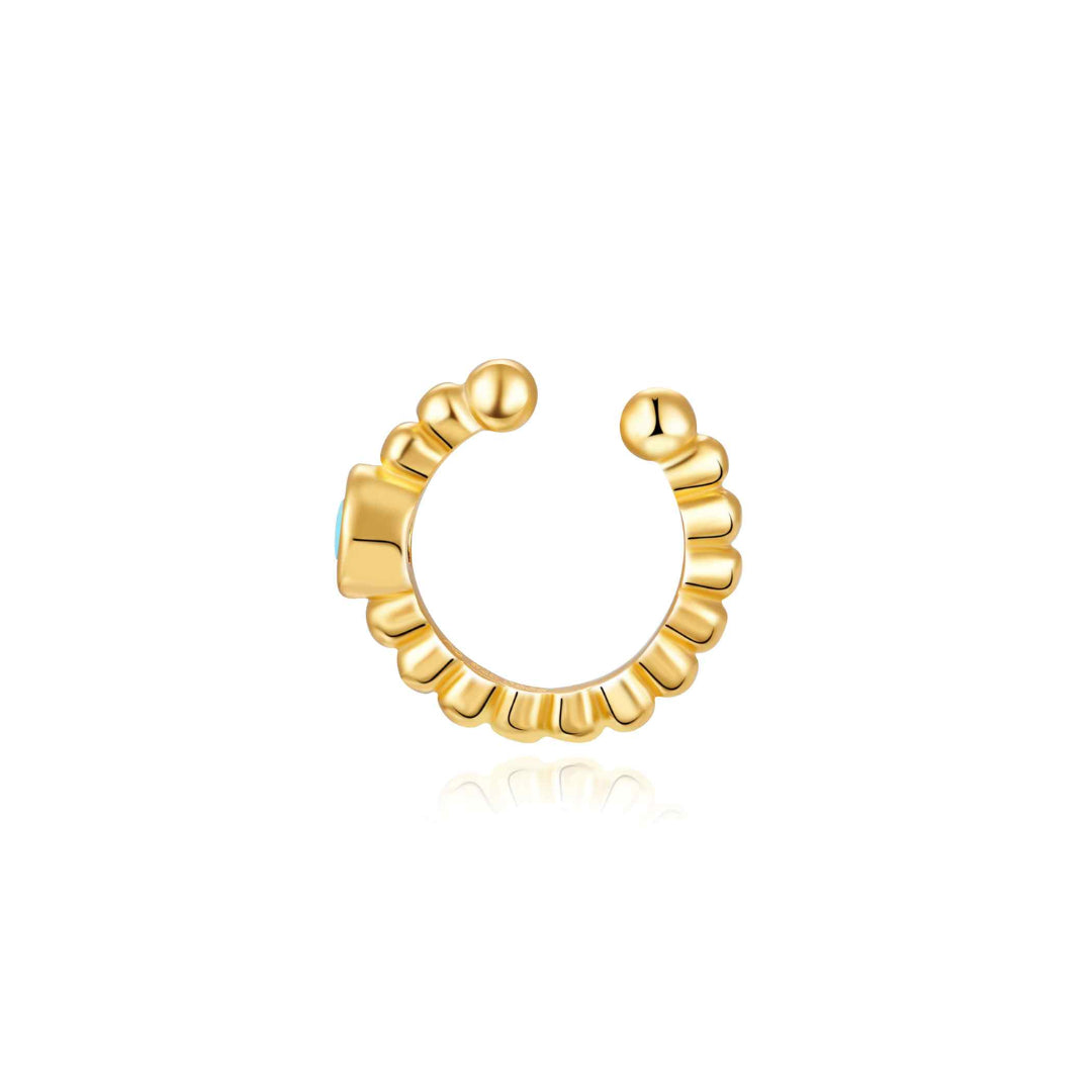 Pozlacený ear cuff s tyrkysem