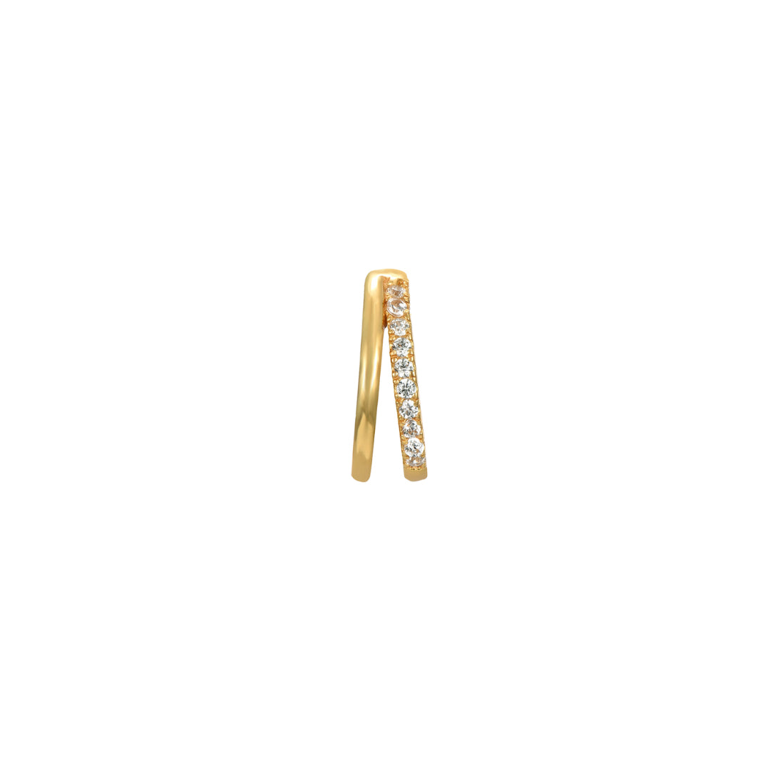 Zirconia Earring - Earcuff  - Gold Plated - White Zirconia