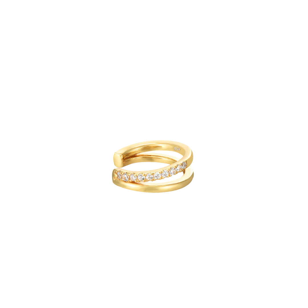 Zirconia Earring - Earcuff  - Gold Plated - White Zirconia