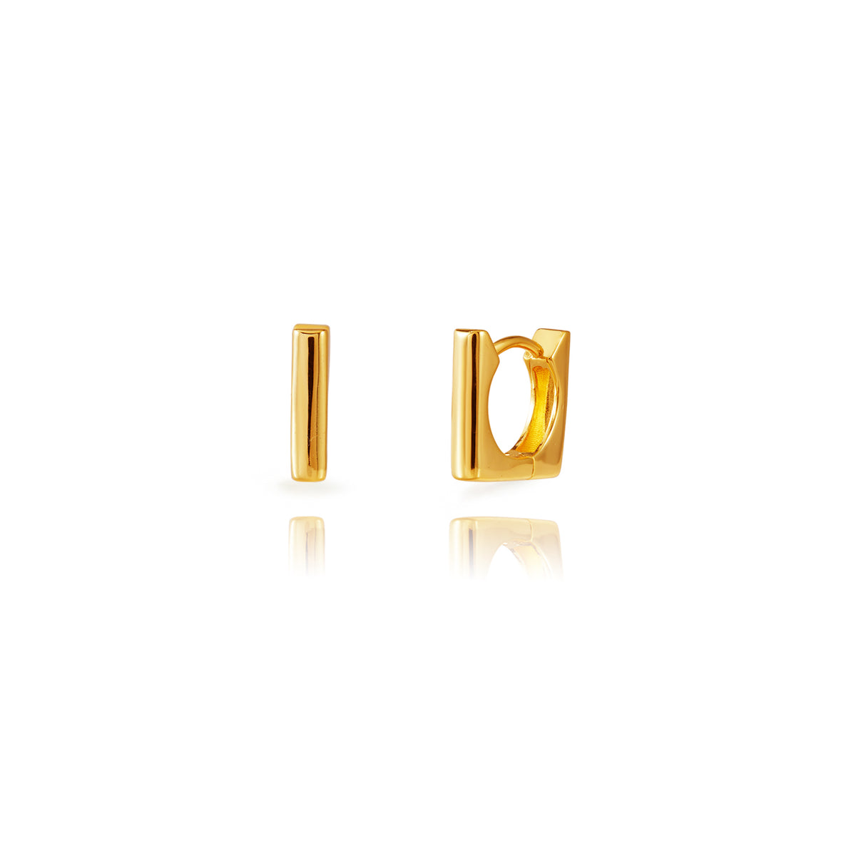 Pozlacené čtvercové náušnice 13 mm