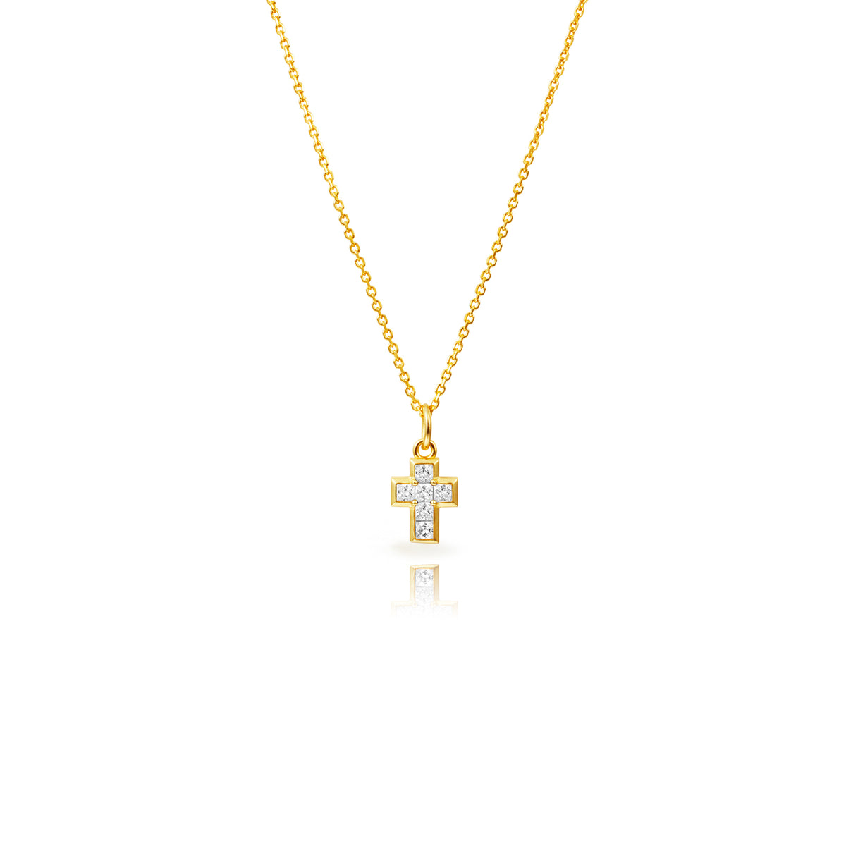 Cross Necklac- Zirconia Multicolor -  Silver Gold Plated