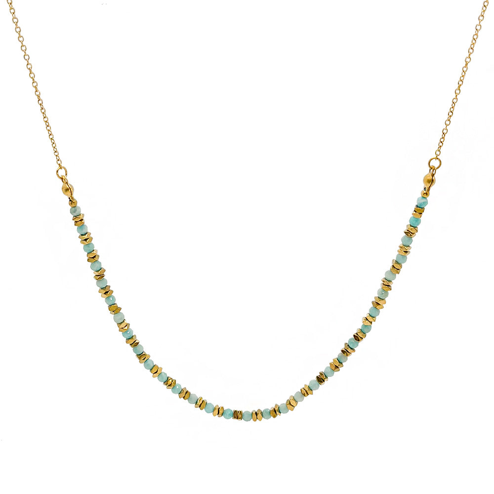 Pozlacený choker s amazonitem