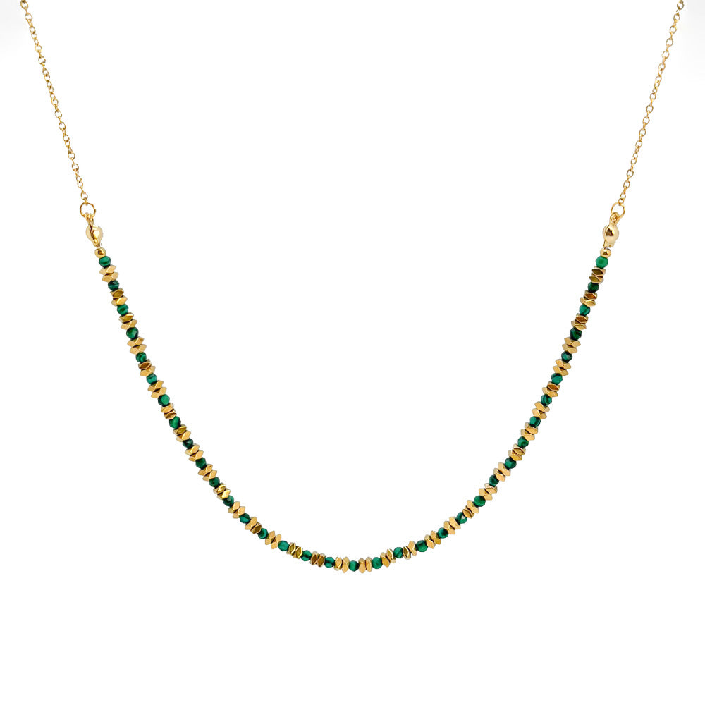 Pozlacený choker s malachitem