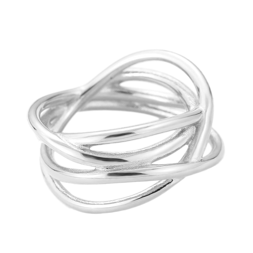 Knotted Steel Ring Silver