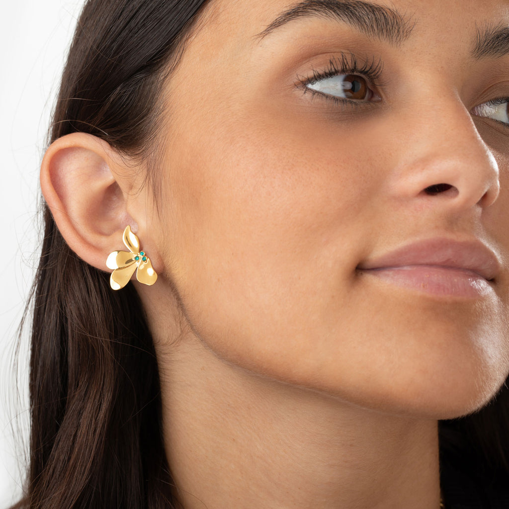 Flower - Steel Zirconia Earrings