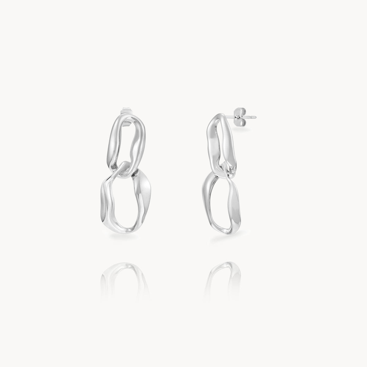 Steel Earrings - Irregular Link