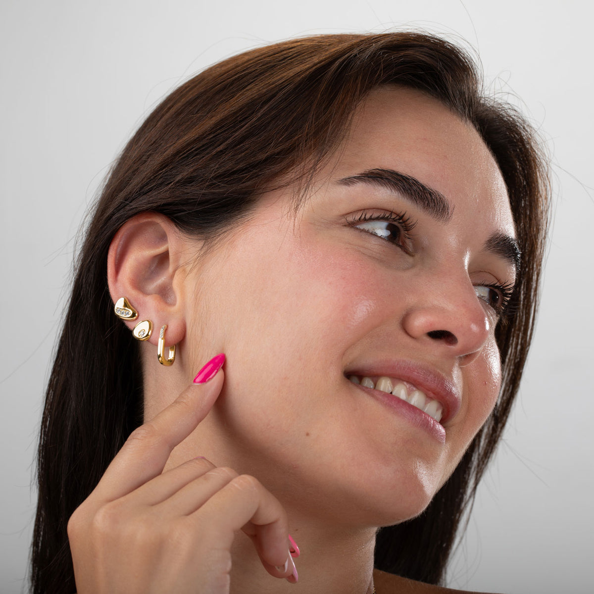 Silver Zirconia Earrings - Irregular