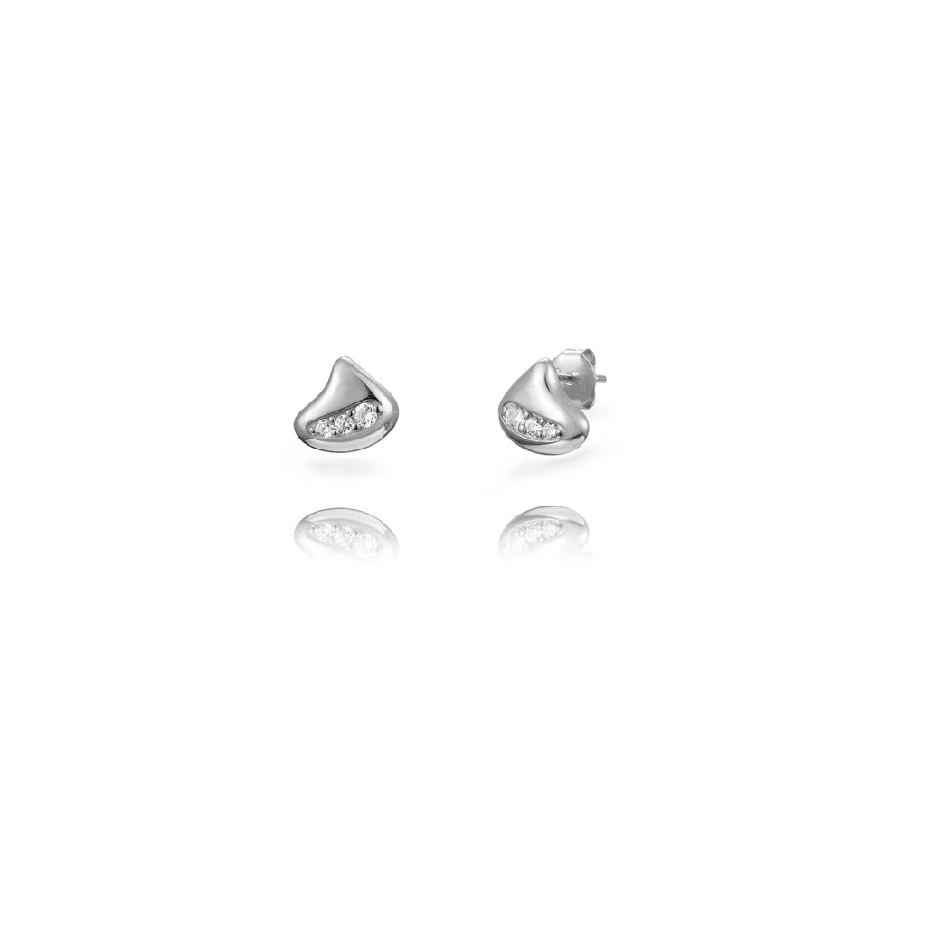 Silver Zirconia Earrings - Irregular