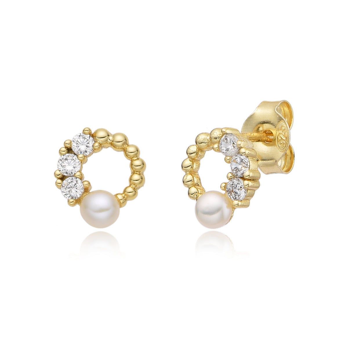 Silver Zirconia and Pearl Earrings