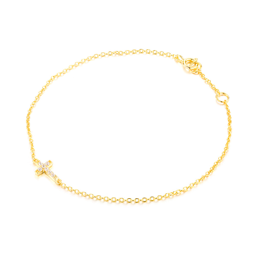 Gold Zirconia Bracelet - Cross