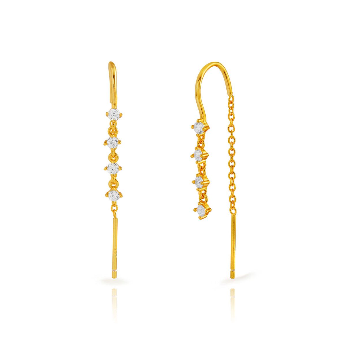 Zirconia Earrings - Four Zircon - 38 mm