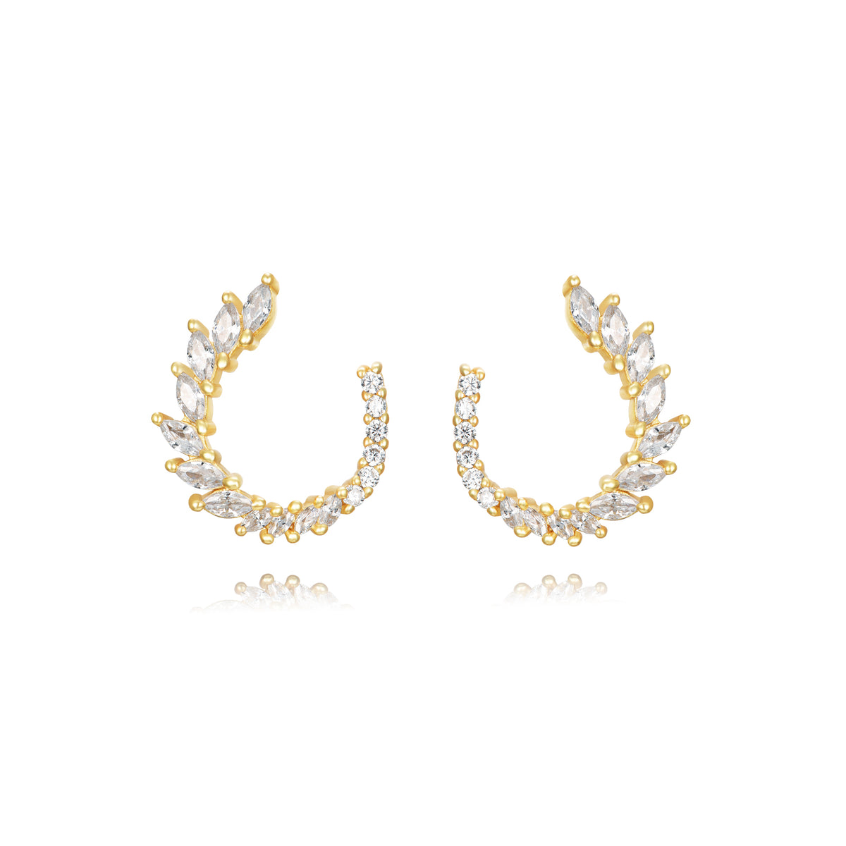 Crown Earrings - White Zirconia - 13mm -