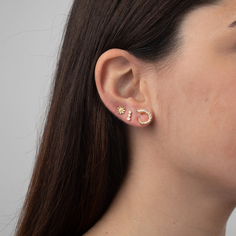 Crown Earrings - White Zirconia - 13mm -