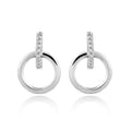 Triangle Earring - White Zircon - Rhodium Silver