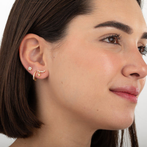 Boucles d'oreilles Étoile filante- Zirconium cubique - Argent plaqué or et rhodium