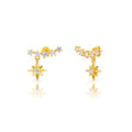 Boucles d'oreilles Étoile filante- Zirconium cubique - Argent plaqué or et rhodium