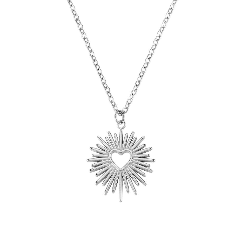 Steel Necklace - Heart -  Steel Color