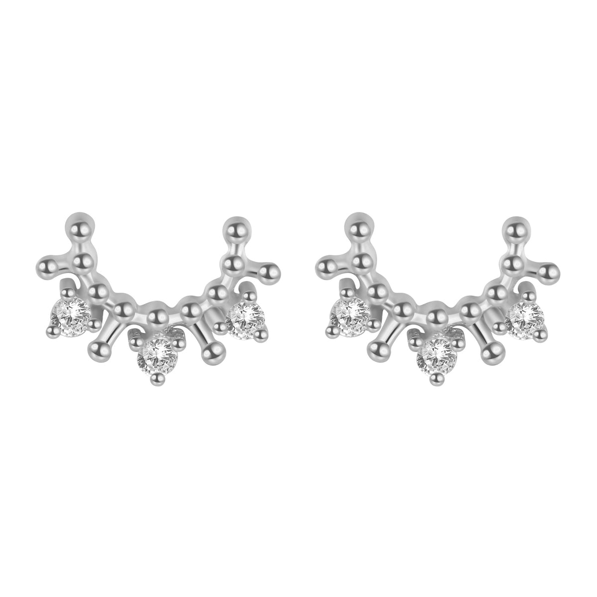 Moon Earrings - White Zircon