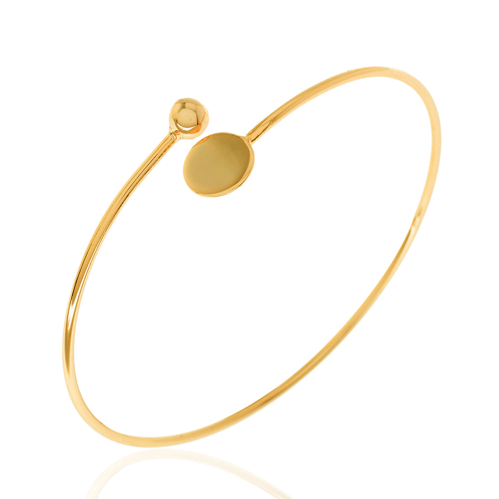 Silver gold plated bracelet - Ball and Plate