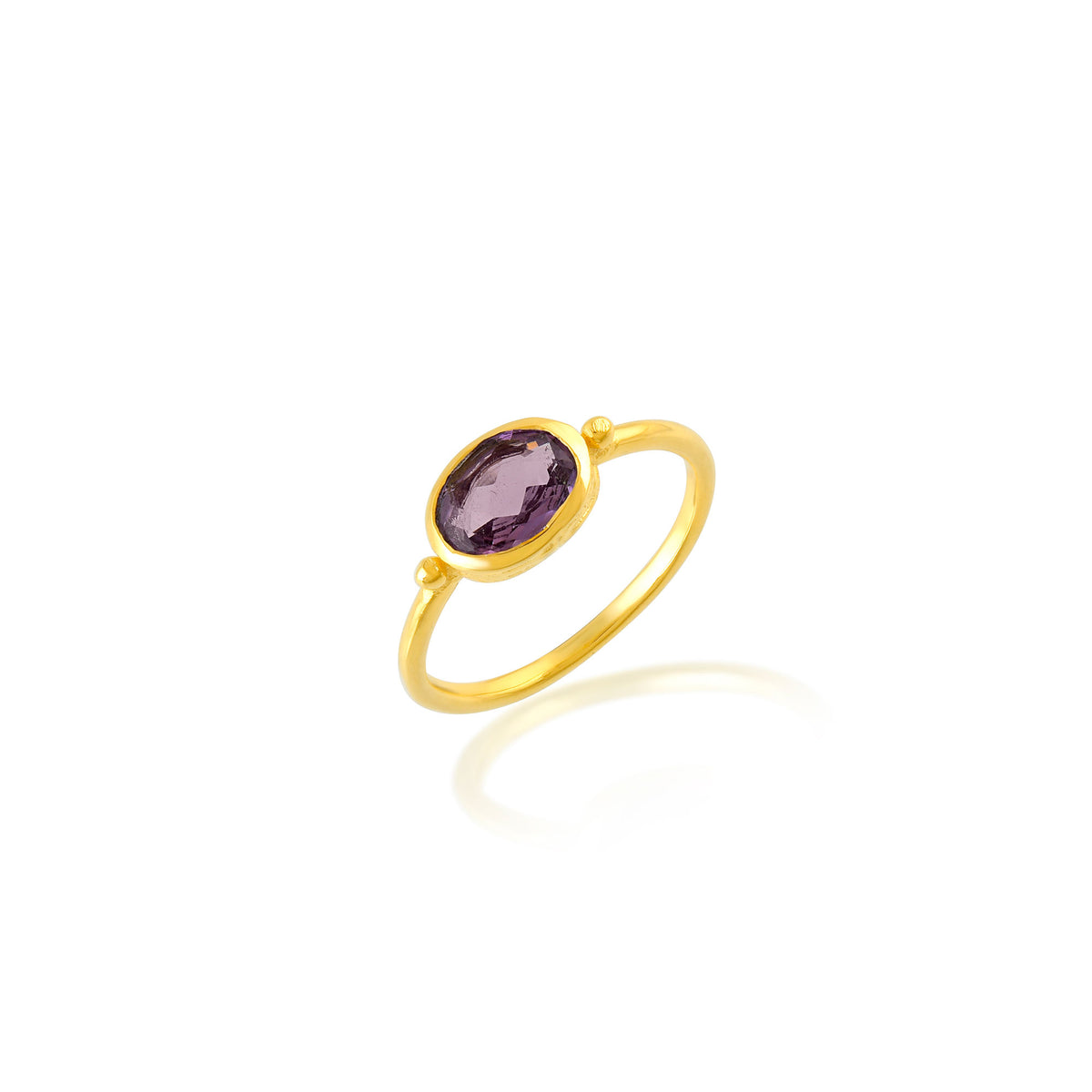 Mineral gold plated Ring with Amethyst