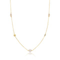 Silver gold plated Necklace with zircon, pearls and flower