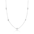 Silver Necklace with zircon, pearls and flower